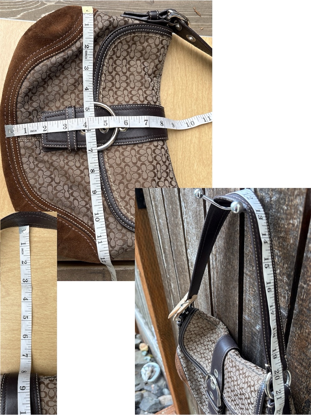 Coach F10926 Vintage Soho Signature C Canvas With Suede Shoulder Bag In Brown - Picture 14 of 16